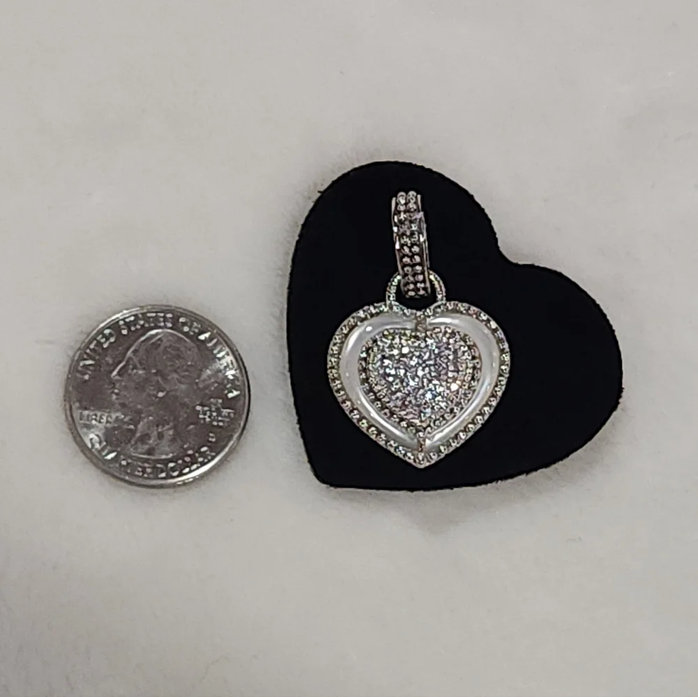 Judith Ripka Mother of Pearl & CZ Sterling Silver Pendant/Enhancer - Picture 9 of 10